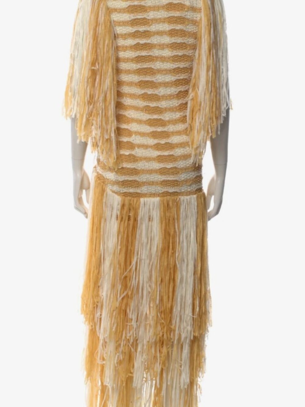 NWT ULLA JOHNSON Silvia Striped Fringe Knit Maxi Dress in Beach S $990 - Picture 9 of 9
